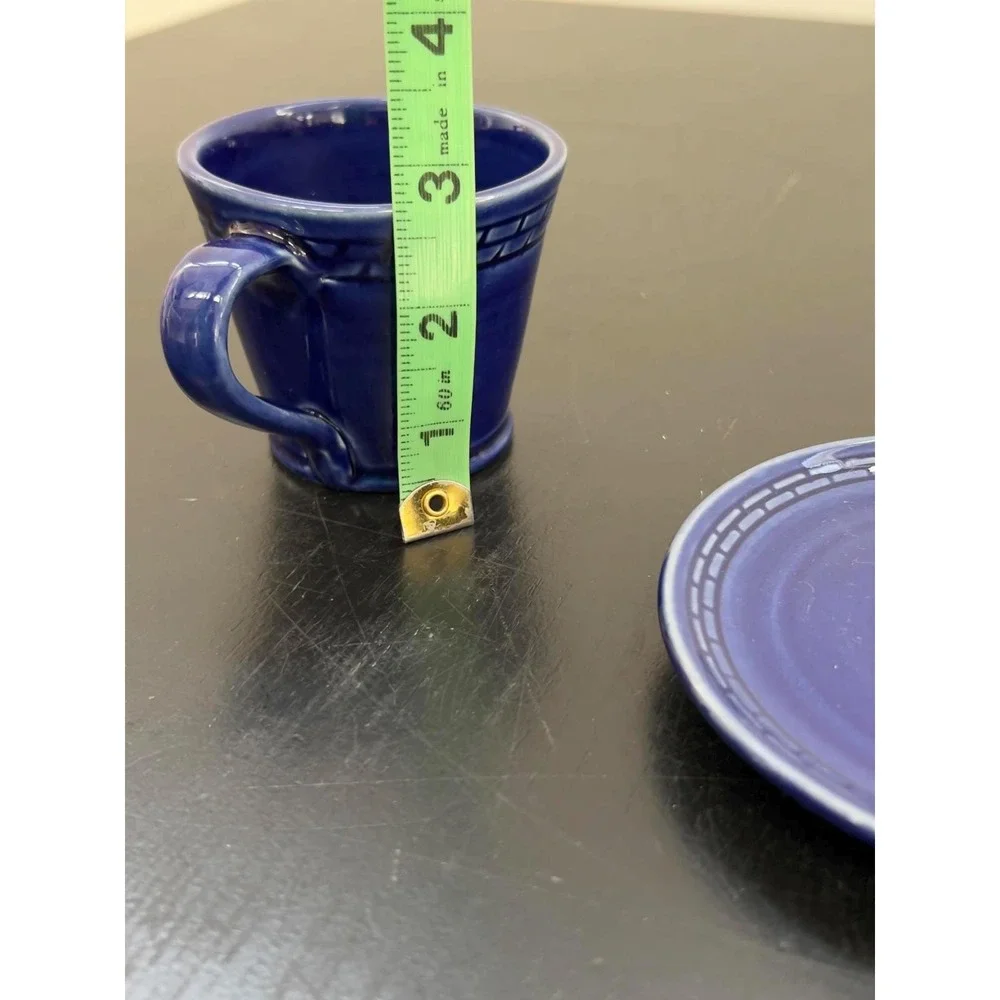 Gres Ferreras Espresso Cup Saucer Set Cobalt Blue Stoneware Spain OS‎